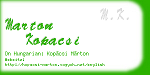 marton kopacsi business card